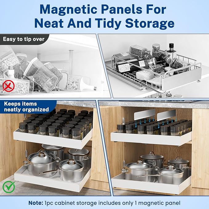 Pull Out Cabinet Organizer Expandable Width(12.2"-20.47") & 21"Deep