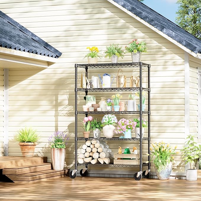 5-Tier Storage Shelving Unit with Wheels, Basement