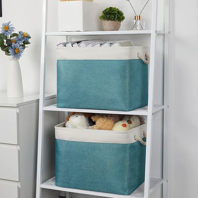 Bidtakay Foldable Storage Bins Set of 2 Tall Cloth Baskets 16" X 11.8" X 11.8"
