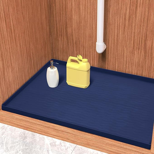 Waterproof Silicone Under Sink Mat 31'' x 22'' Shelf Liner for Kitchen, Navy
