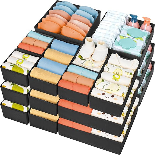 Drawer Organizer 15 Pack, Tie，Black