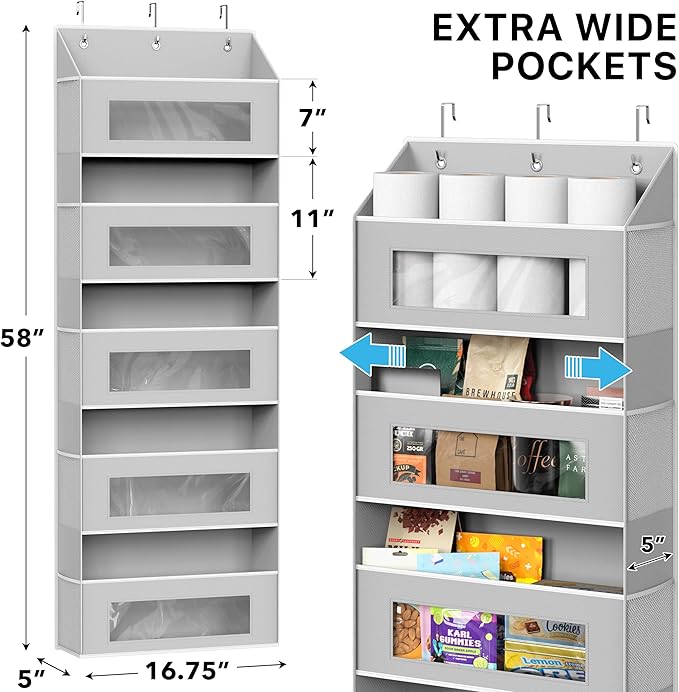 Simple Houseware Large Heavy Duty Over the Door Organizer with 5 Clear Window