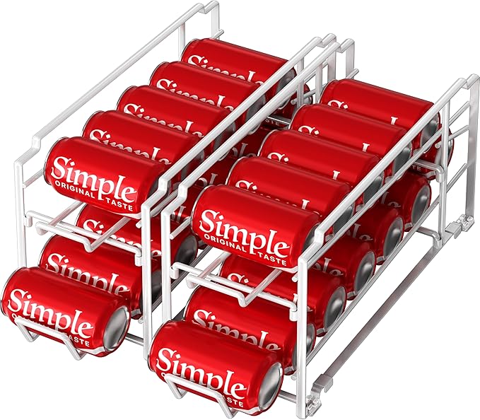 Simple Houseware Stackable Beverage Soda Can Dispenser Organizer Rack, White