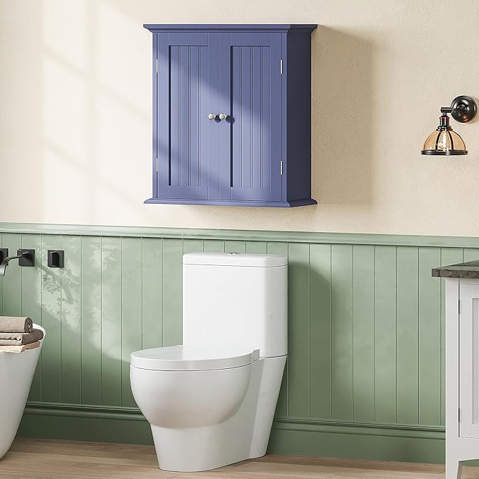 Bathroom Wall Cabinet, Over The Toilet Space Saver Storage Cabinet, Navy Blue