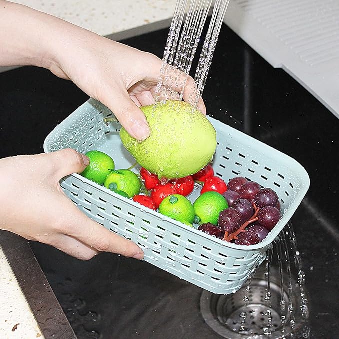 Plastic Storage Baskets for Cabinets, Green, XS-3PACK