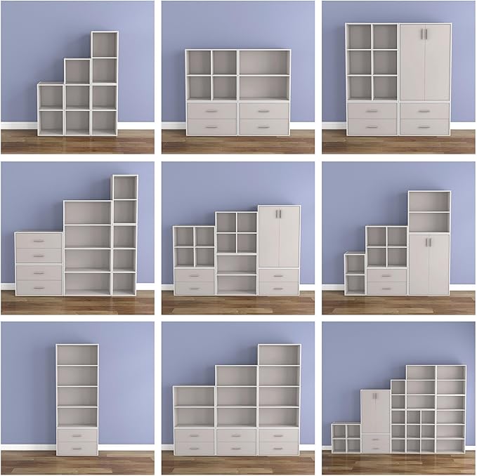 Homes, Inside + Out Apexa 2-Cube Storage Organizer Shelves, Taupe Grey