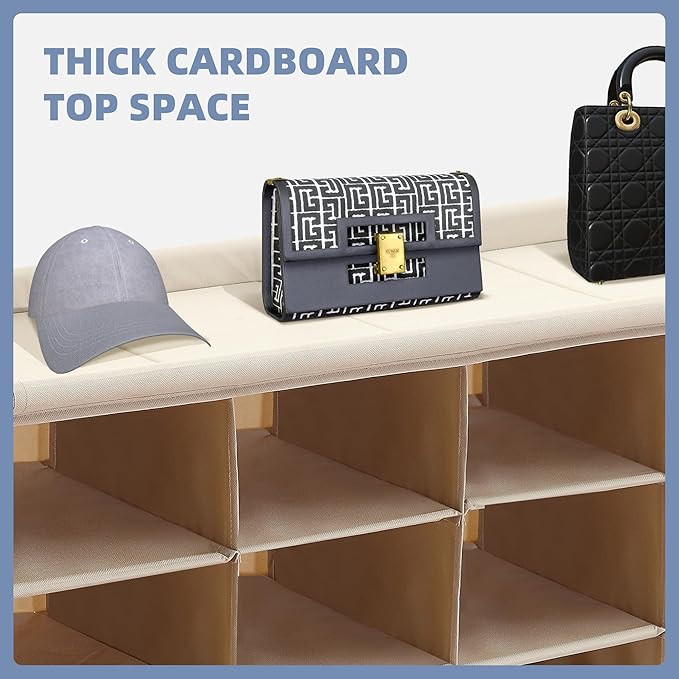 STORAGE MANIAC Stackable Shoe Cubby Organizer, 20-Cube Beige