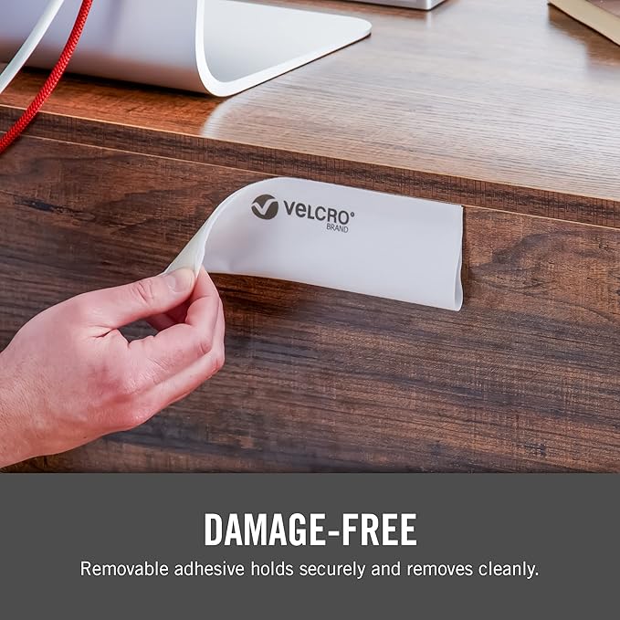VELCRO Brand Mountable Cable Management Sleeve | Cord Hider Mounts on Walls or Desk | Pefect Wire Organizer for Home or Office | Removable Damage Free Adhesive | 12in White, 2pk, 12in - 2Pk