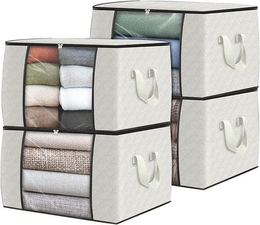 Fab totes 4 Pack Clothes Storage, Ivory White
