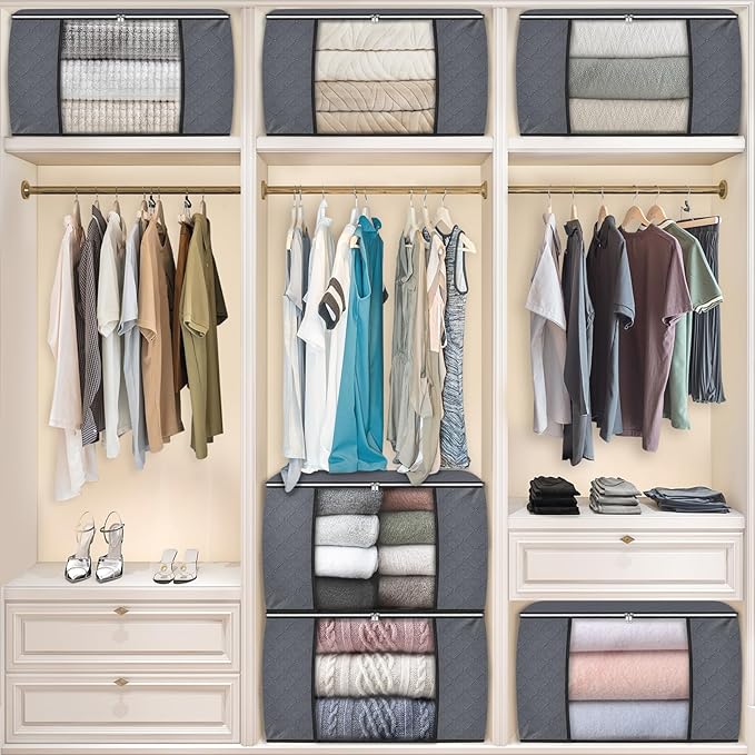 Fab totes 24 Gallons Clothes Storage, 10 Pack,Grey