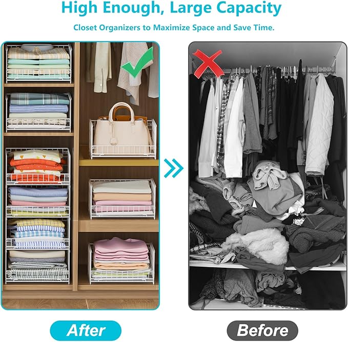 4-Tier Sliding Closet Organizers and Storage Shelves, White