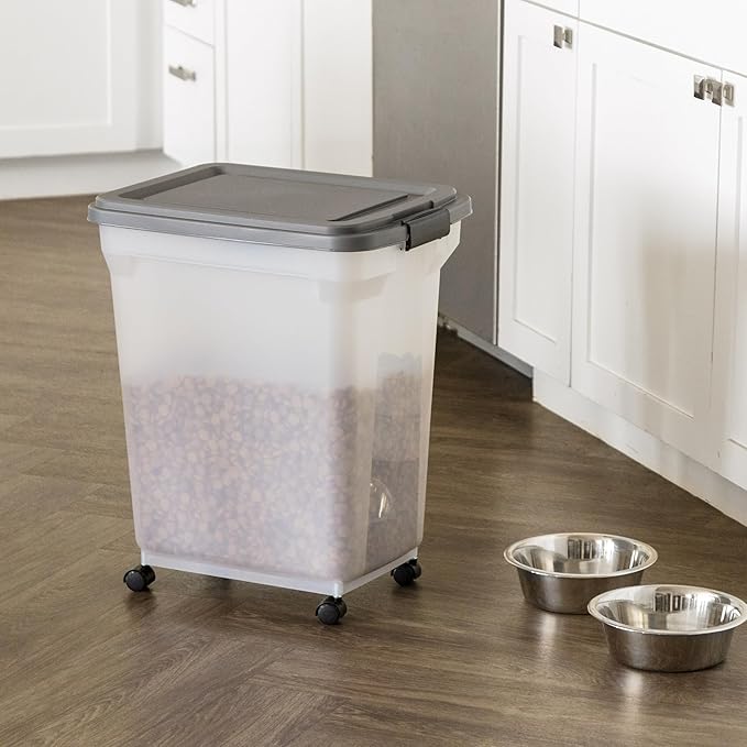 USA Dog Food Storage Container 40 lbs, Attachable Wheels, & Included Scoop
