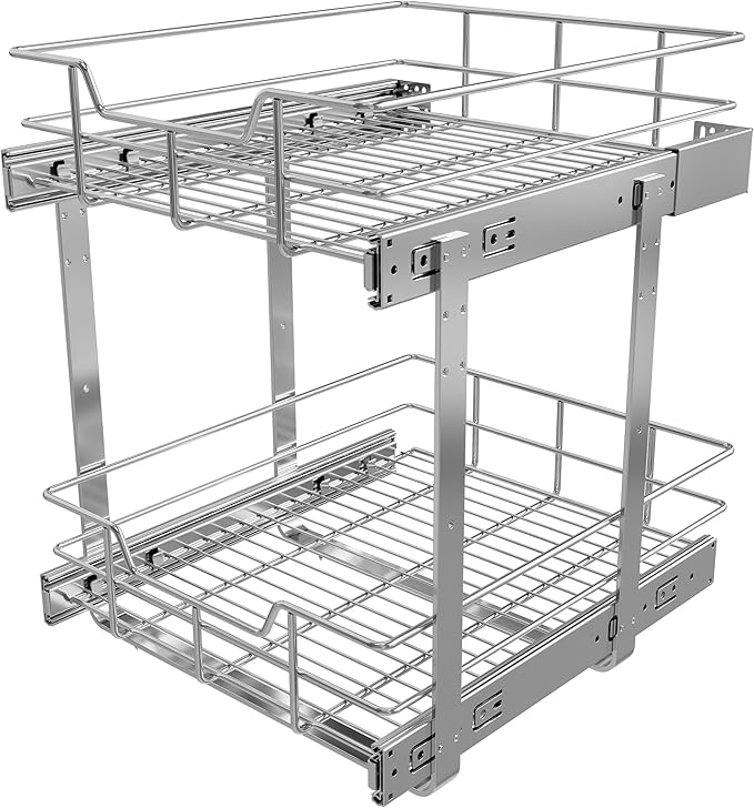 2 Tier Pull Out Cabinet Organizer 15" W X 17" D