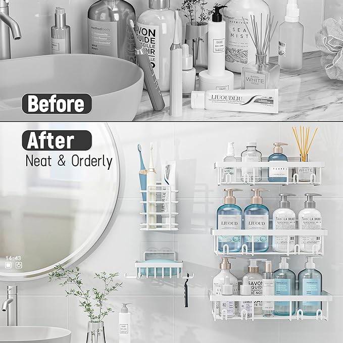 10 Pack Shower Caddy Organizer Rack Shelf for Inside Shower, White