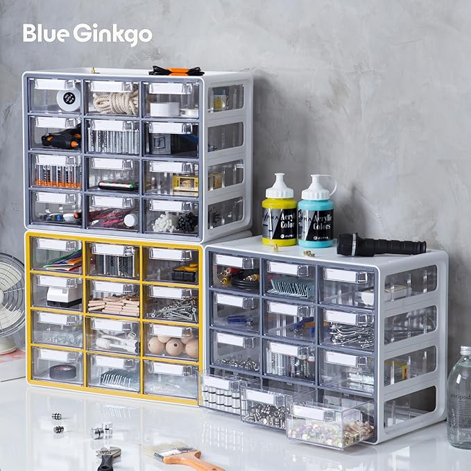 Blue Ginkgo Large 12-Drawer Cabinet, Made in Korea, Blue