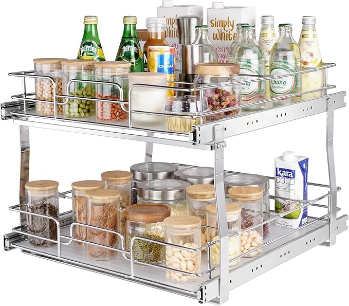 2 Tier 20"Wx21.2"Dx15.2"HPull Out Cabinet Organizer