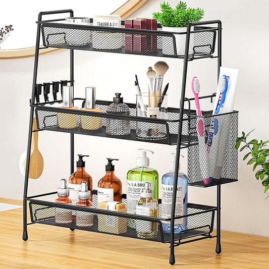 3-Tier Bathroom Organizer Countertop, Black