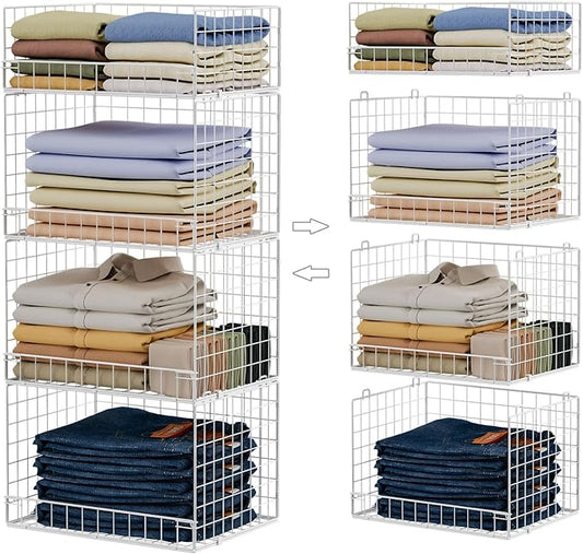 Yociyoga 4 Tier Stackable Closet Organizers and Storage Shelves