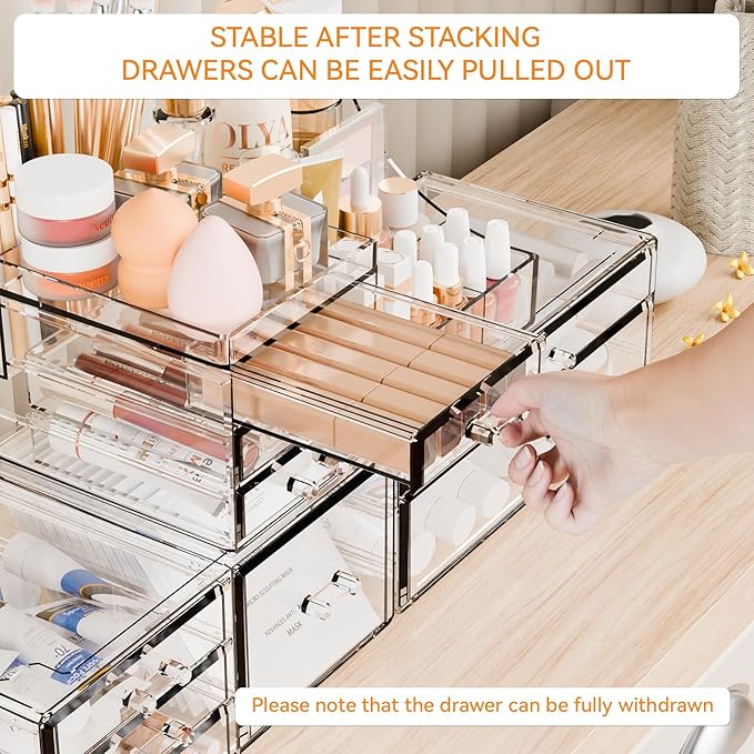 3 Pack Clear Makeup Organizer Countertop for Dresser