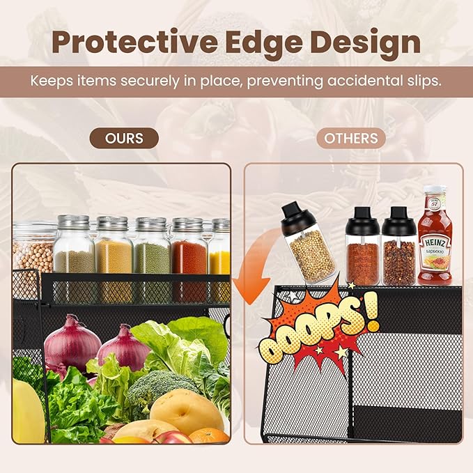 1 SET Magnetic Shelf for Fridge with Lid, Fruit Potato and Onion Storage Bins, Pantry Organizers and Storage, Large Container Magnetic Spice Rack for Refrigerator, Kitchen Counter & Cabinet