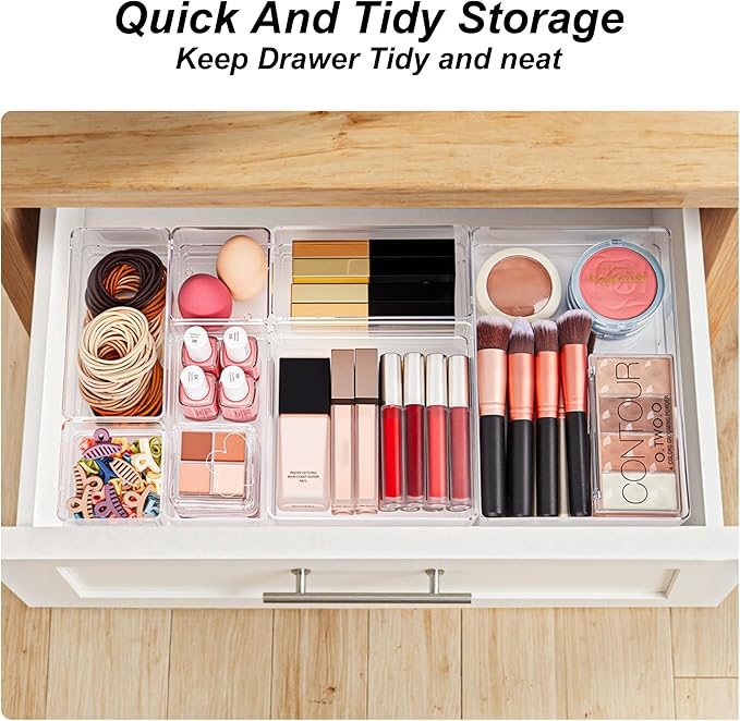 7-Piece Drawer Organizer with Non-Slip Silicone Pads