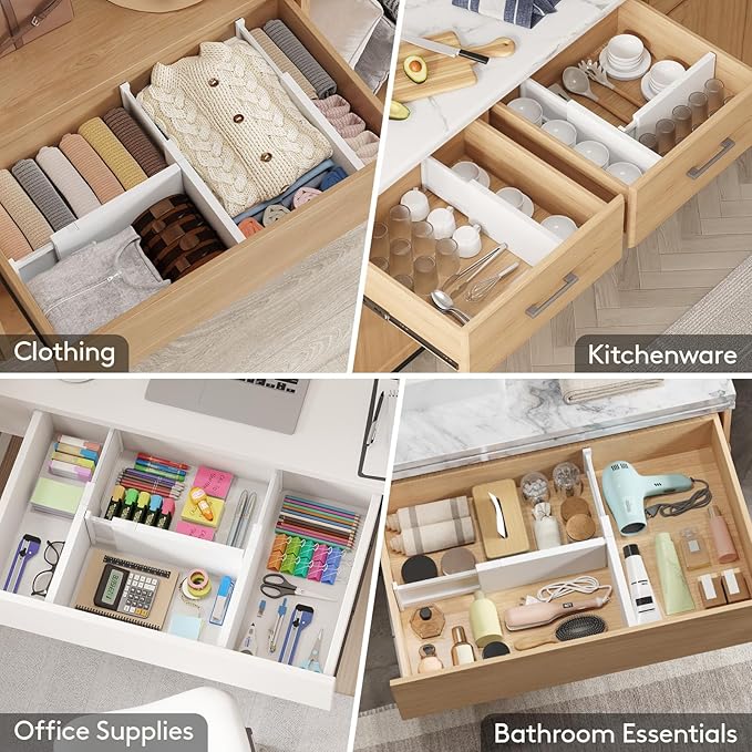 14 Pack 6" High Drawer Dividers 34-56cm/13.5-22" Adjustable Drawer Organizer