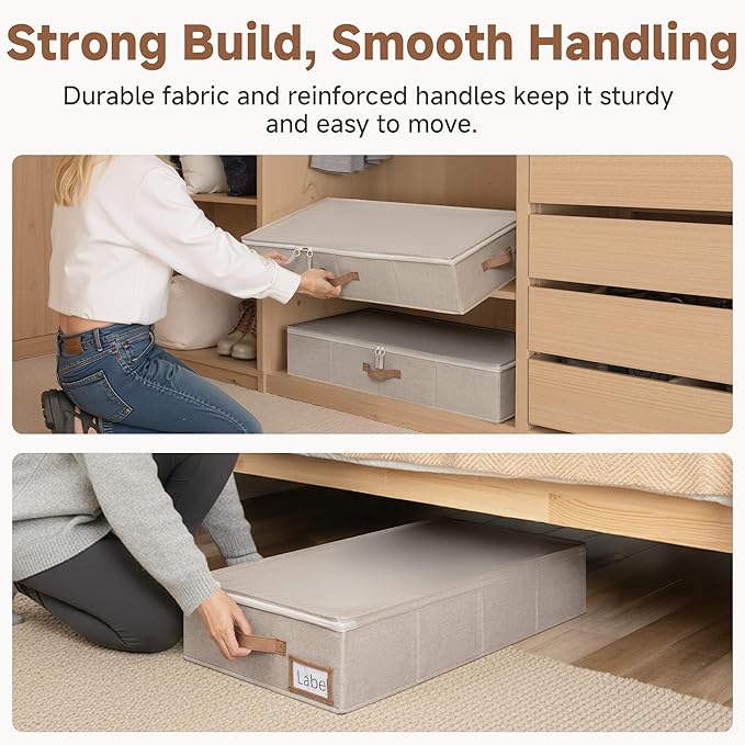 Underbed Storage Containers with Lids, Taupe