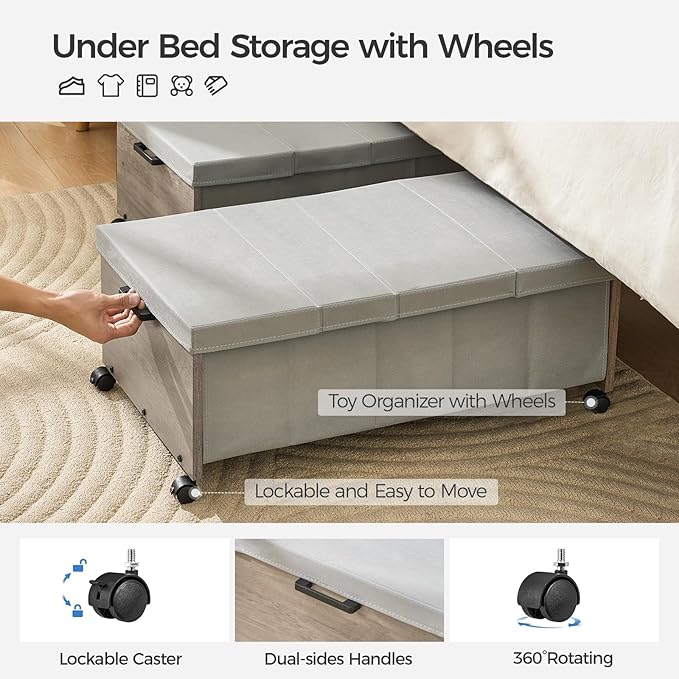 Under Bed Storage with Wheels, Bigger Size, Under Bed Drawers Heavy Duty