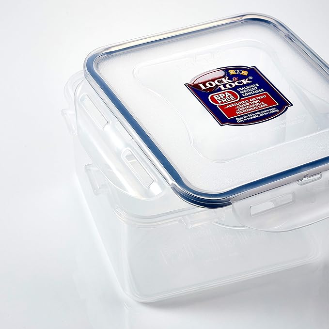 LOCK & LOCK Easy Essentials Food Storage lids/Airtight containers, BPA Free, 10 Piece - Square, Clear