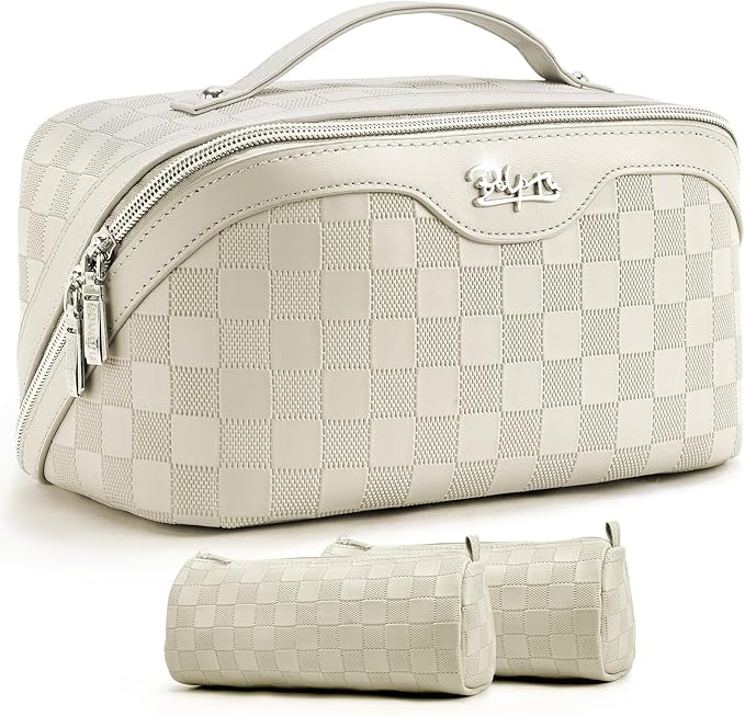 BOYATU Travel Makeup Bag Organizer: 3 Pcs Set Large Capacity Cosmetic Bags Holds 10–20 100ml Full-Size Bottles