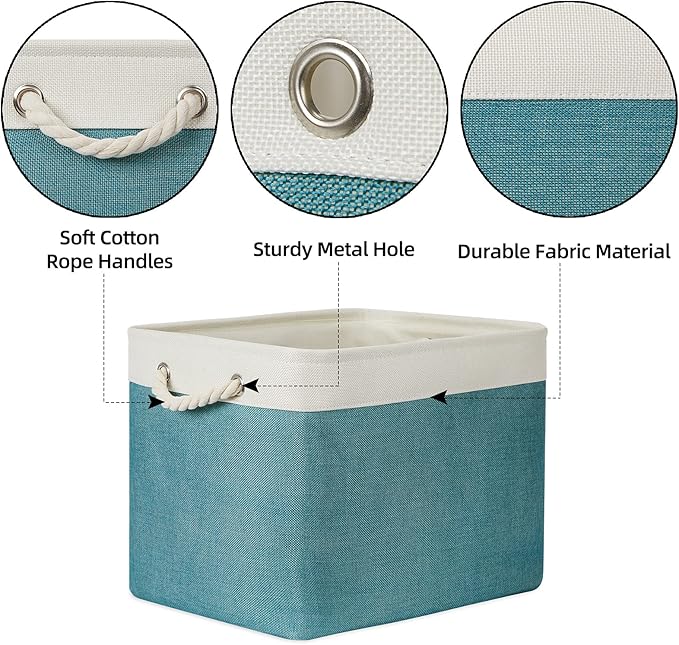 Bidtakay Foldable Storage Bins Set of 2 Tall Cloth Baskets 16" X 11.8" X 11.8"