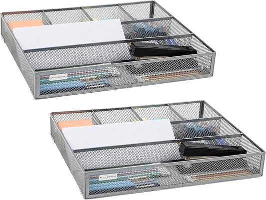 Mind Reader Drawer Organizer, Desk Org, Utensil Organizer, Office, Silver