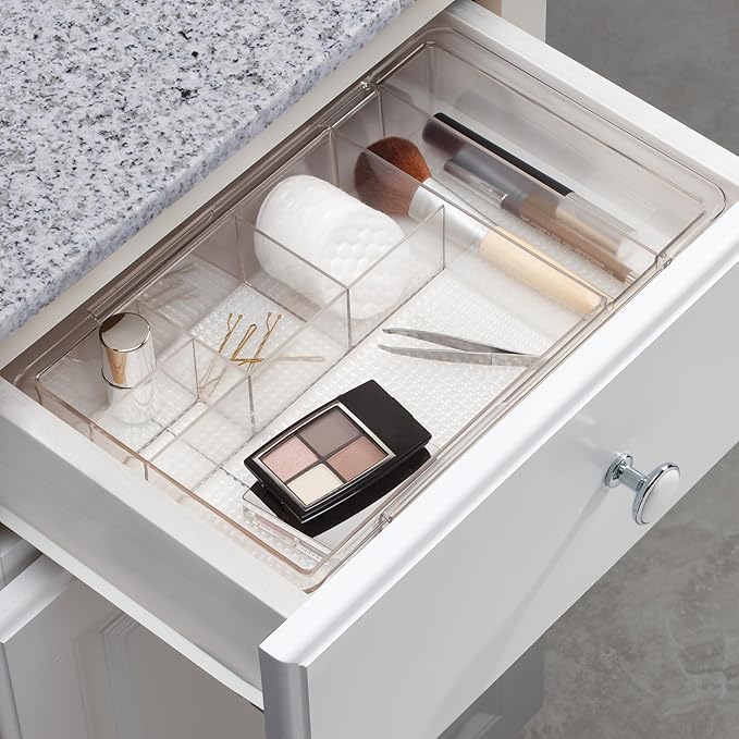 Expandable Makeup Drawer Organizer, Shallow Tray for Bathroom or Vanity Storage