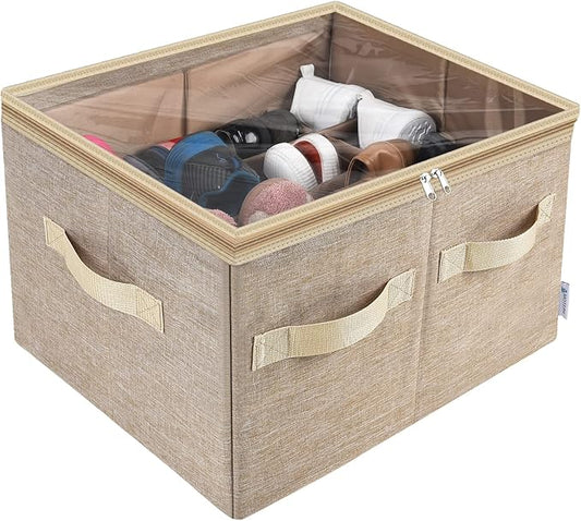 Shoe Organizer for Closet, Light Brown, Medium - 16 Pairs