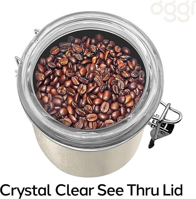 Stainless Steel Kitchen Canister 26 fl oz, Gray, Airtight Clamp Lid