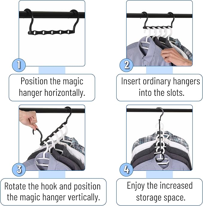 Mr. Pen- Space Saving Hangers, 16 pcs, 360° Rotating Hooks, Magic Cascading Hanger Organizer with 5 Enclosed Slots, Closet Organizers and Storage for Clothes, College Dorm Room Essentials