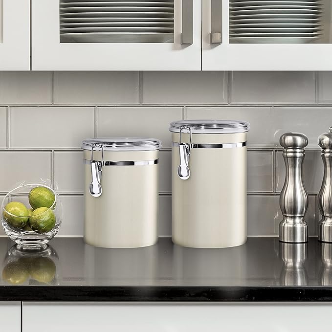 Stainless Steel Kitchen Canister 26 fl oz, Gray, Airtight Clamp Lid