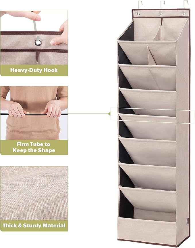4 Pack Shoe Organizer with 6 Extra Large Pockets and 4 Large Pocket, Beige