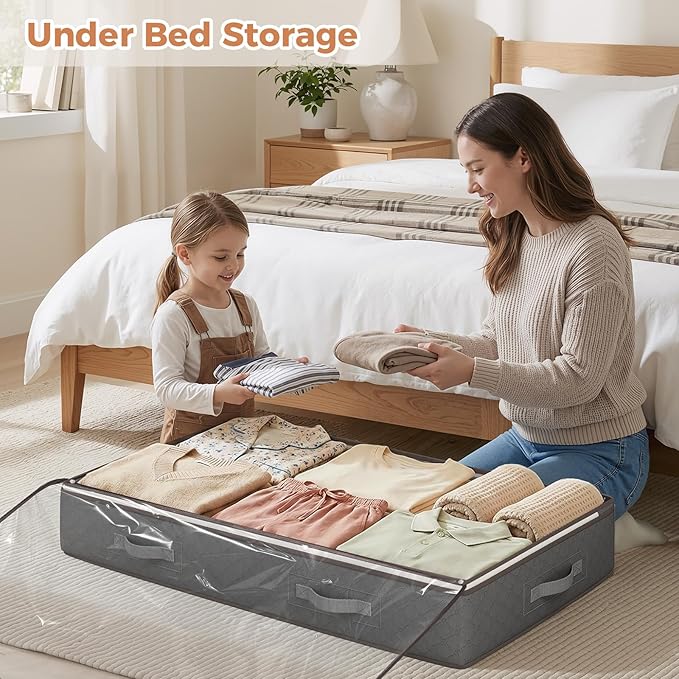 Budding Joy 90L Under Bed Storage Containers, Grey