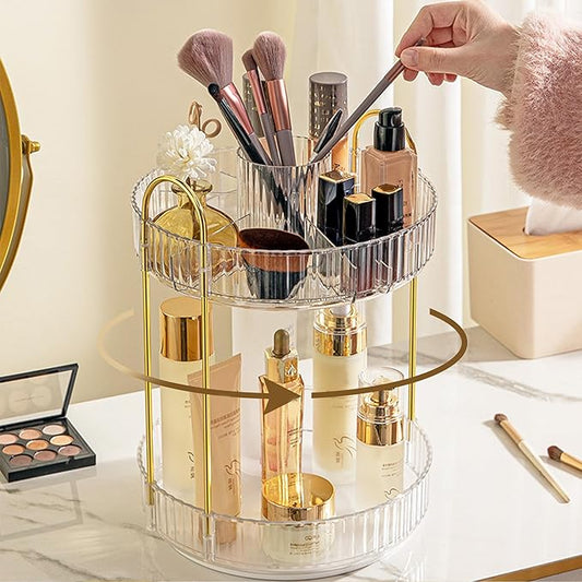 360 Rotating Makeup Organizer for Vanity, White