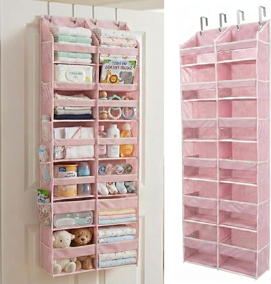 THEORY UPGRADED 6 Tiers Over The Door Organizer Hanging, Baby Pink, XL