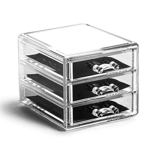THE MANHATTAN SERIES Acrylic Makeup Drawer Organizer- 3 Drawer Small