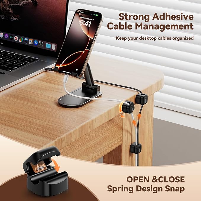 12Pack Rotatable Cord Organizer, Black
