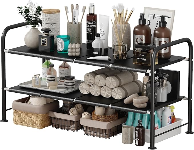 Under Sink Organizers and Storage, 2 Tier Shelf Under Bathroom Sink