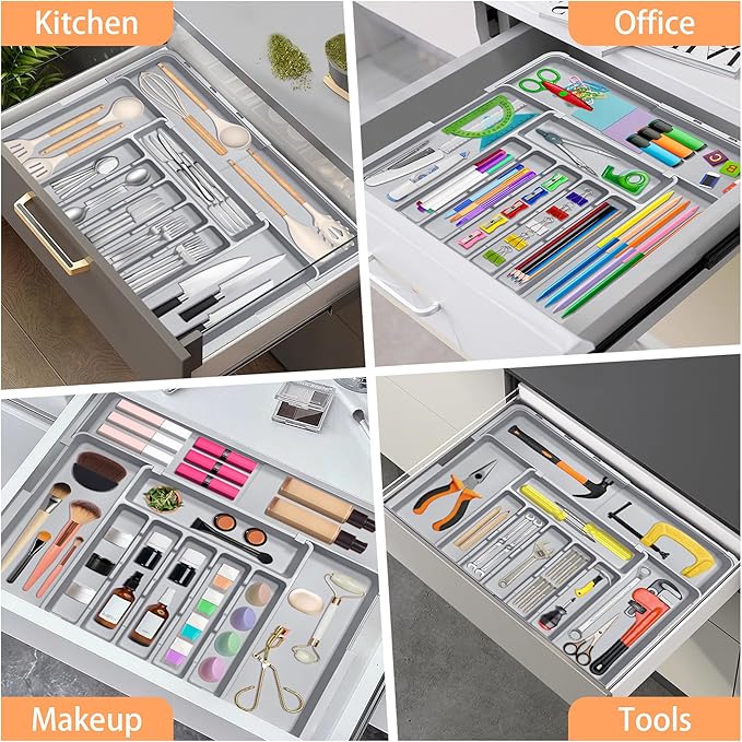 Silverware Organizer Expandable Kitchen Drawer Organizer Adjustable 22"x 19"