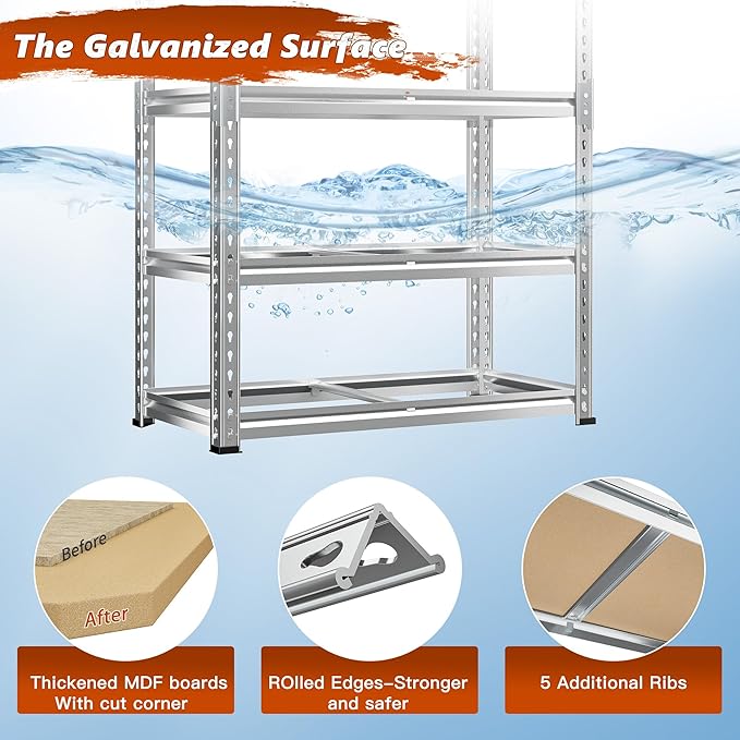 Garage Shelving, 5 Tier Storage Shelves Load 2400LBS, 3 Pack