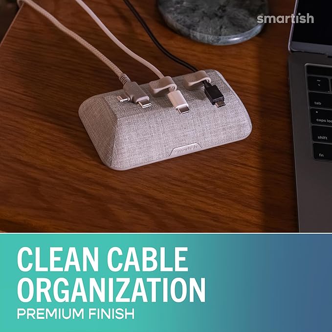 Smartish® Magnetic Cord Holder - Bigger Cable Wrangler Organizer with Magnet Clips for Charger Management on Desktop, Nightstand - Holds 6+ Cables - Lightly Toasted Beige