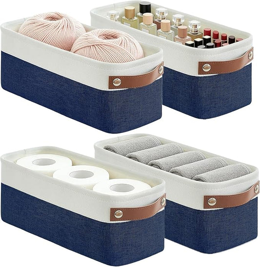 Small Fabric Storage Baskets, Navyblue
