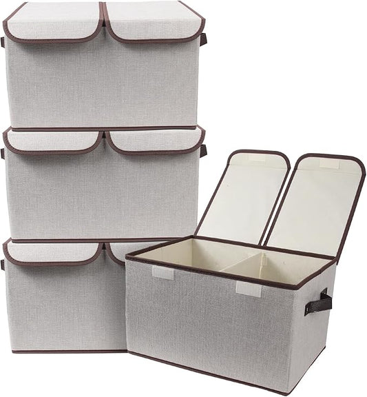 Foldable Fabric Storage Box, 16.5 x 11.8 x 9.8 inches (L x W x H), Grey, 4 Packs
