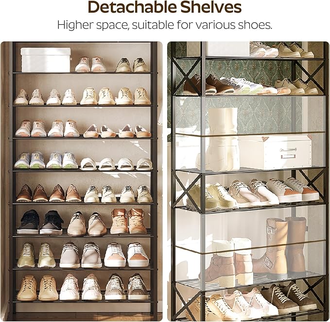 YATINEY 10 Tier Shoe Rack, Large Capacity Shoe Storage Organizer Holds 40 Pairs, Sturdy and Stable, for Entryway, Hallway, Closet, Dorm Room, Black SS10BB